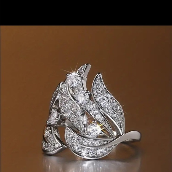 925 Silver Plated Micro Pave Zircon Flower Leaf - Picture 4 of 4